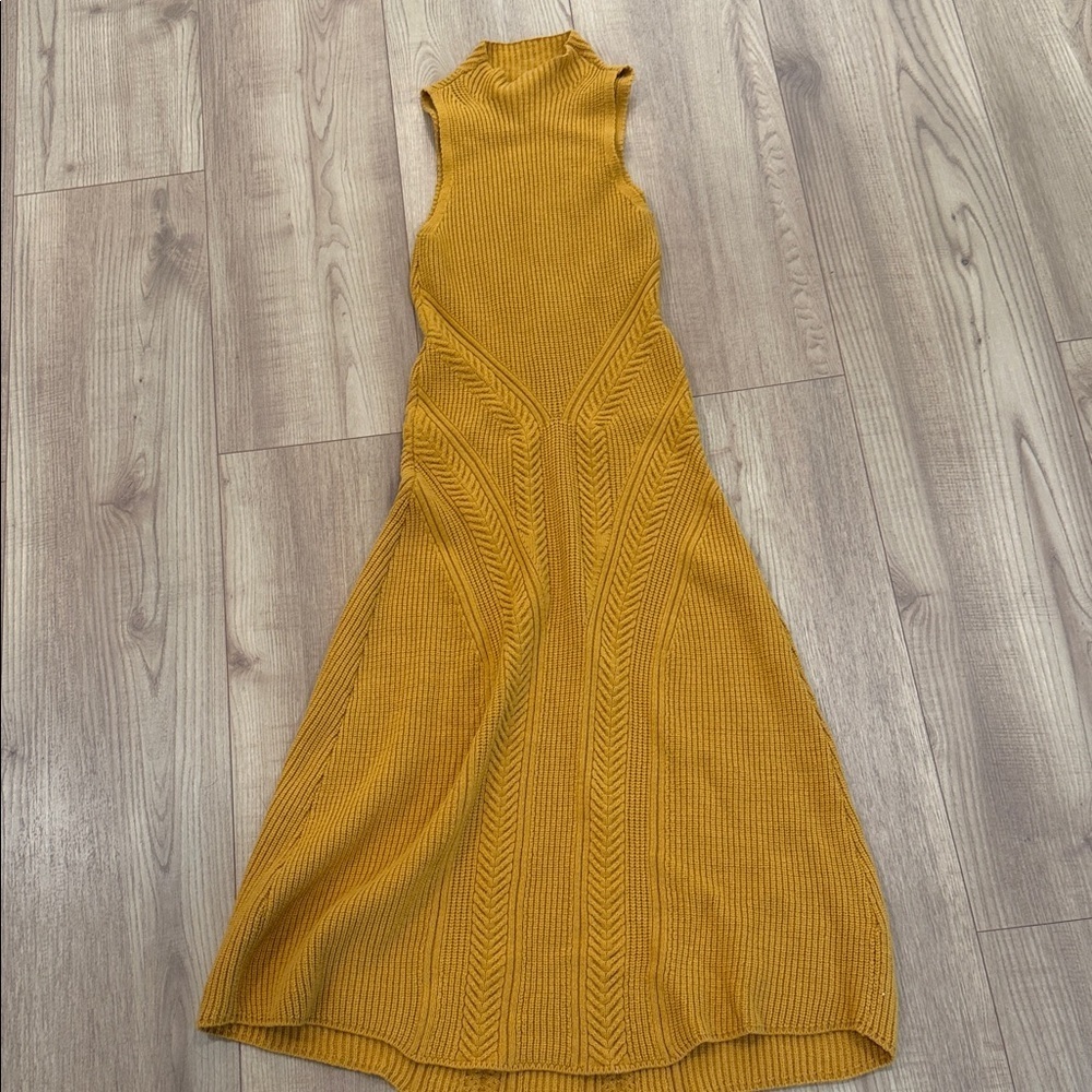 Anthropologie Mustard High-Low Knit Dress